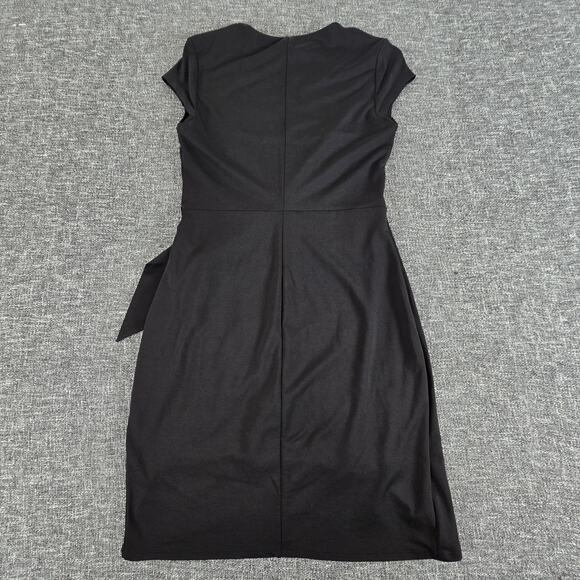 Express Crew Neck Cap Sleeve Tie Wrap Mini Sheath Dress Women's Size Small Black - Picture 2 of 7